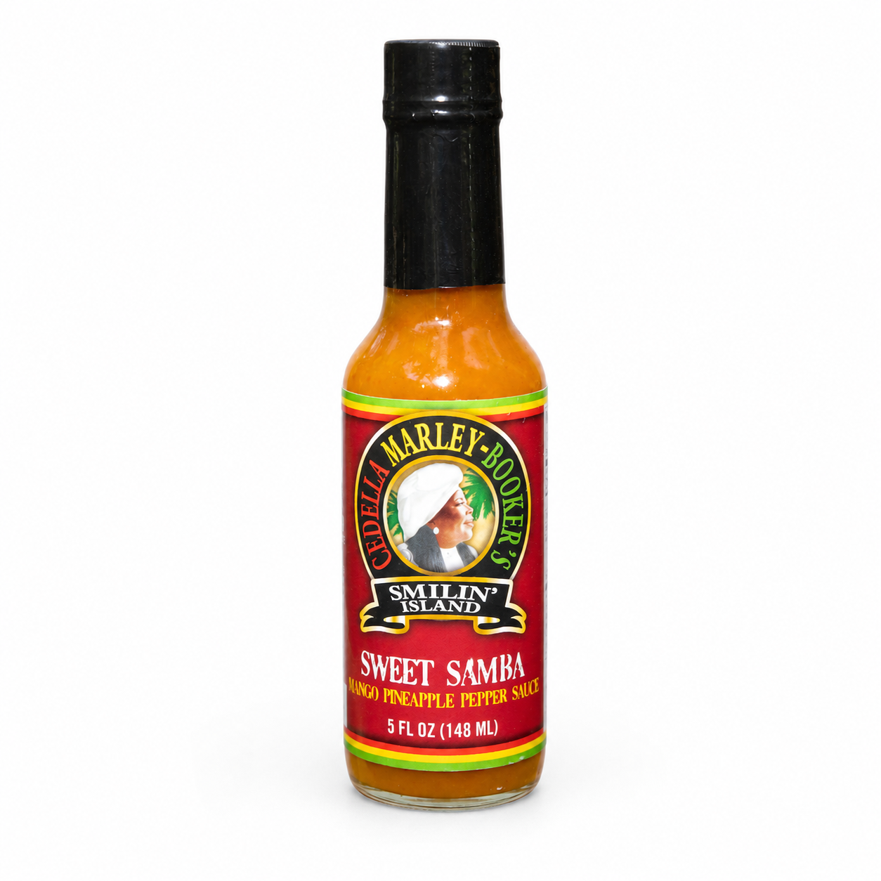 Sweet Samba Pineapple Mango Habanero Hot Sauce on white background