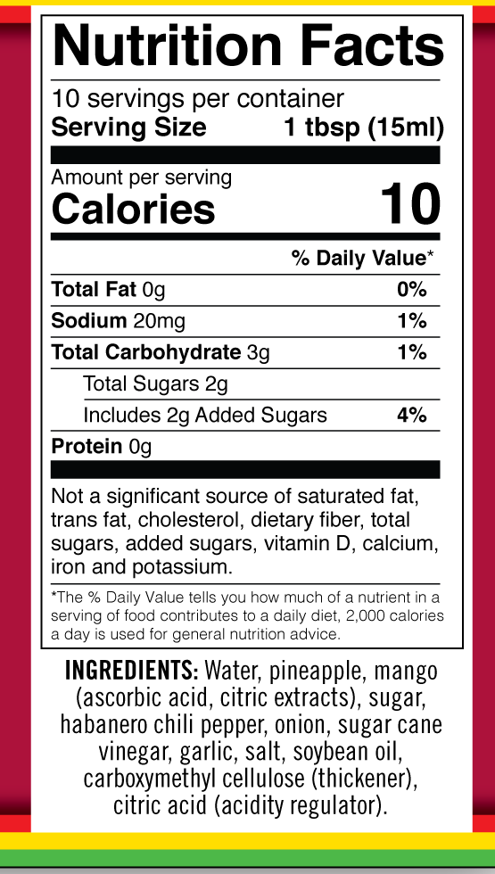 Sweet Samba nutrition facts and ingredients
