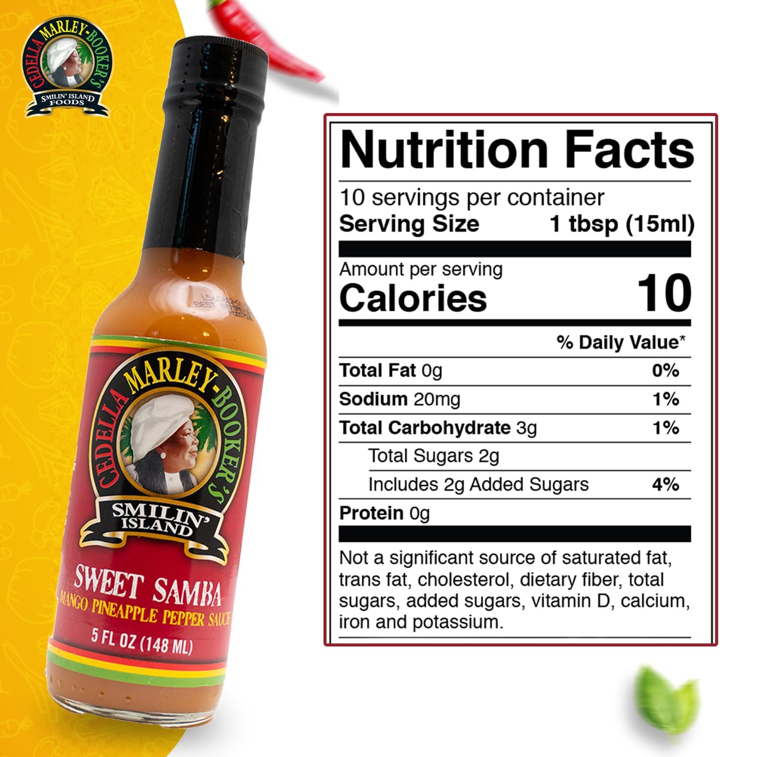 Sweet Samba mild tropical hot sauce features