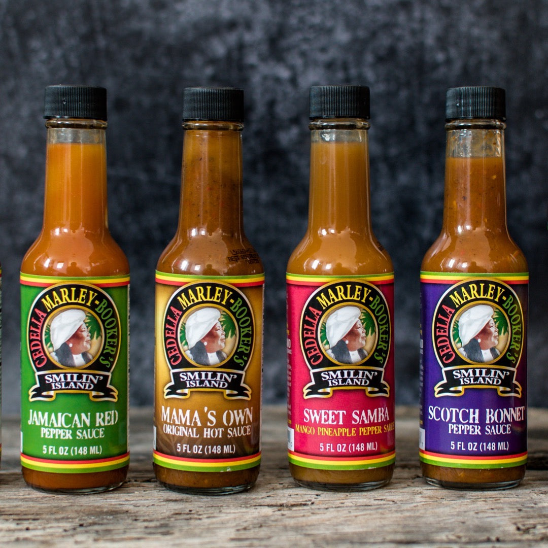 Smilin Island four-bottle Jamaican hot sauce collection