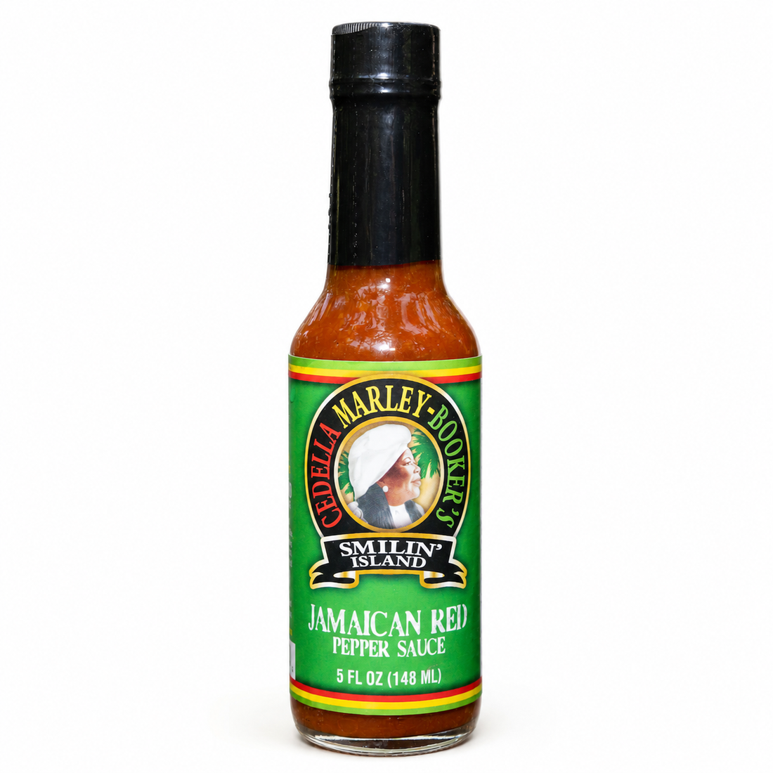 Jamaican Red Habanero and Ghost Pepper Hot Sauce on white background