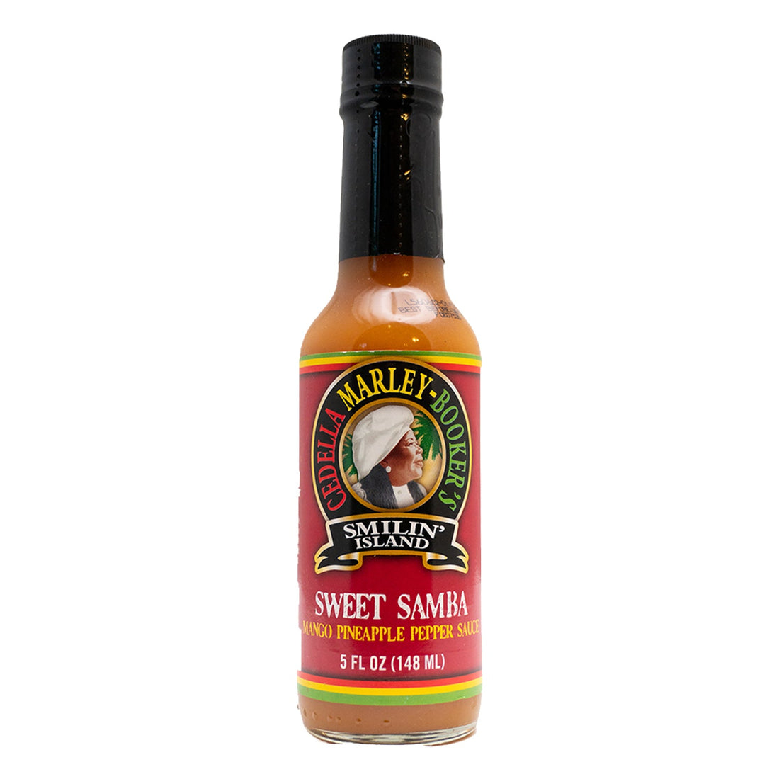 Sweet Samba Mango Pineapple Pepper Sauce bottle on white
