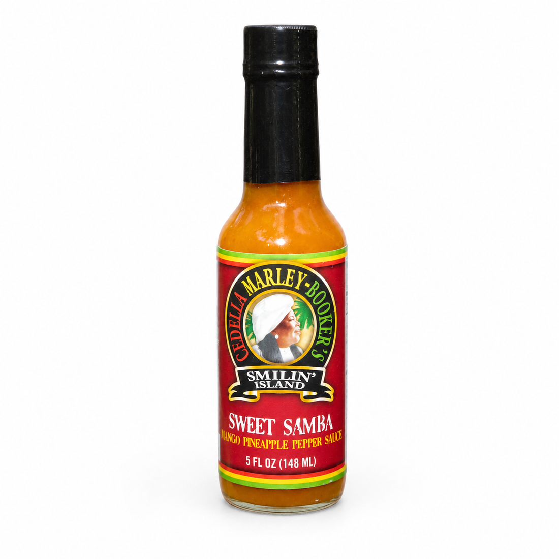 Sweet Samba Pineapple Mango Habanero Hot Sauce on white background